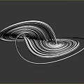 Abstract Spiral Sculpture With Intertwined Black White Lines On Dark Background With Reflection