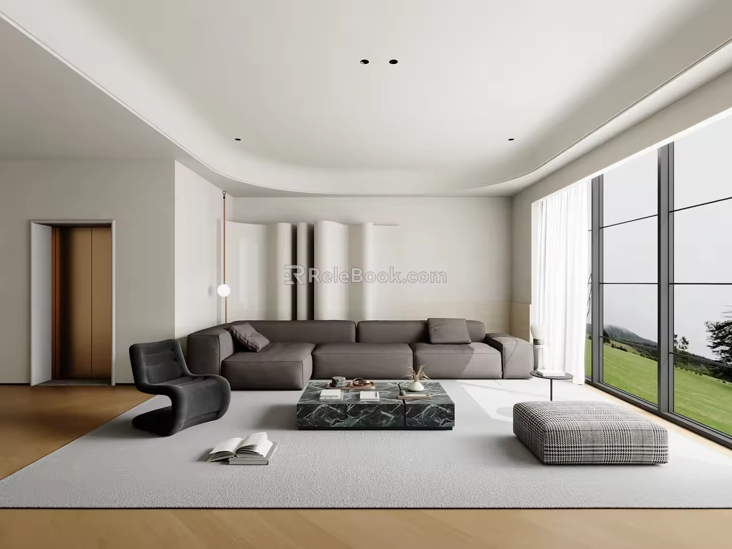 Modern Sofa Combination Coffee Table Carpet 3d model