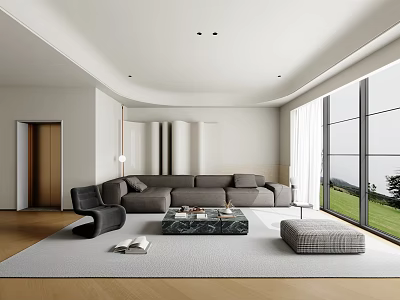 Modern Sofa Combination Coffee Table Carpet 3d model