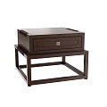 Dark Wood Coffee Table With Drawer And Modern Shelf Base Design 3d model