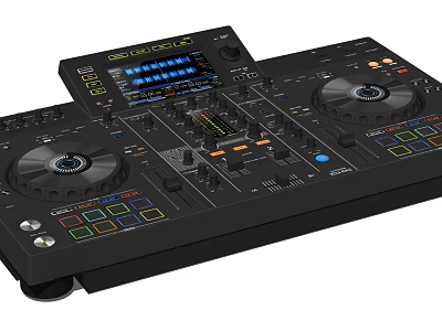Black DJ Headphone Audio Mixer Controller with Multiple Knobs Buttons and Display Screen 3d model