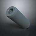 Gray Cylindrical Metal Component With Hexagonal Socket And Smooth Solid Surface
