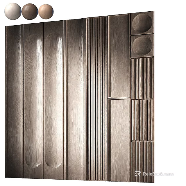 Modern Textured Background Wall Design With Vertical Stripes And Circular Accents 3d model 