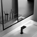 Modern Bathroom Interior Design With White Sink Black Faucet And Wall Mirror