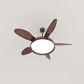 Wooden Bladed Ceiling Fan Light Fixture with Round Illuminated Panel for Modern Home Decoration