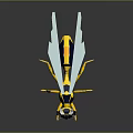 Yellow And Blue Striped Wasp With Light Colored Wings On Dark Background Geometric Design Reflection