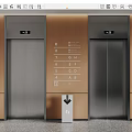 Modern Elevator Lobby With Two Metal Elevators Floor Directory And Downward Arrow 3d model