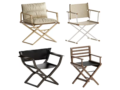 Modern Leisure Chairs With Folding X-shaped Legs Comfortable Seats And Various Materials 3d model