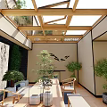 Modern Villa Balcony Design With Glass Roof Wooden Frame Green Plants And Comfortable Seating