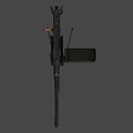 Green Military Heavy Machine Gun With Tripod Stand Barrel And Ammunition Belt