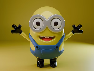 Despicable Me Minion Toy Figure With Yellow Body Blue Overalls And Open Arms 3d model