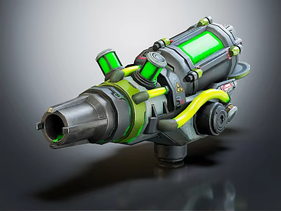 Futuristic Sci Fi Weapon With Mechanical Design Green Transparent Components And Yellow Structural Elements 3d model