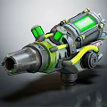 Futuristic Sci Fi Weapon With Mechanical Design Green Transparent Components And Yellow Structural Elements 3d model