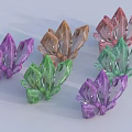 Colorful Crystal Cluster Decorative Ornament Set With Purple Green Pink Brown Stones