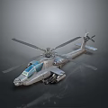 Detailed Military Attack Helicopter With Twin Rotors Armored Cockpit And Combat Weapons