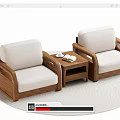 Modern Single Sofa With Wooden Frame White Cushions And Small Coffee Table On Rug