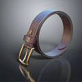 Brown Leather Belt With Golden Buckle And Smooth Shiny Texture For Daily Use