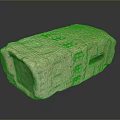 Textured Stone Block With Rectangular Shape And Carved Rectangular Hole 3d model