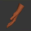 Orange Human Hand 3D Model With Smooth Surface And Shadow On Gray Background