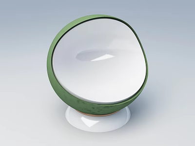 Modern Minimalist Single Chair With Green Frame And Round White Seat 3d model