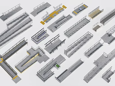 Various Staircase Designs With Different Structures And Materials For Architectural Use 3d model