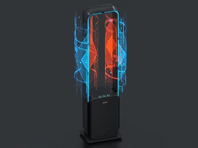 Modern Industrial Equipment With Transparent Panel And Illuminated Red Blue Elements 3d model