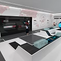 Hi Tech Exhibition Hall With Modern Booth Interactive Screens And Digital Information Displays