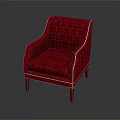 Red Tufted Armchair With Gold Nailhead Trim And Upholstered Design