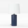 Elegant Table Lamp With White Fabric Lampshade And Dark Blue Textured Ceramic Base 3d model