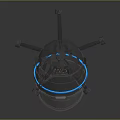 Protective Medical Head Shield With Blue Light Strip On Wheeled Stand