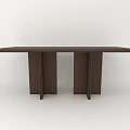 Modern Brown Rectangular Dining Table With Unique Supportive Legs For Contemporary Home Interior