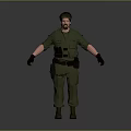 Green Military Uniform Game Movie Character With Black Gloves Brown Boots And Gear