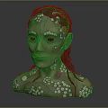Mermaid Bust Sculpture With Green Seaweed Hair Starfish And Pearl Decorations