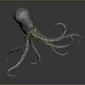 Realistic 3D Rendered Spotted Octopus With Curled Tentacles On Dark Background