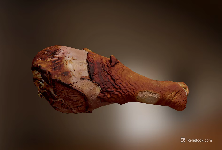 Juicy Roasted Chicken Leg with Tender Meat and Crispy Skin 3d model 