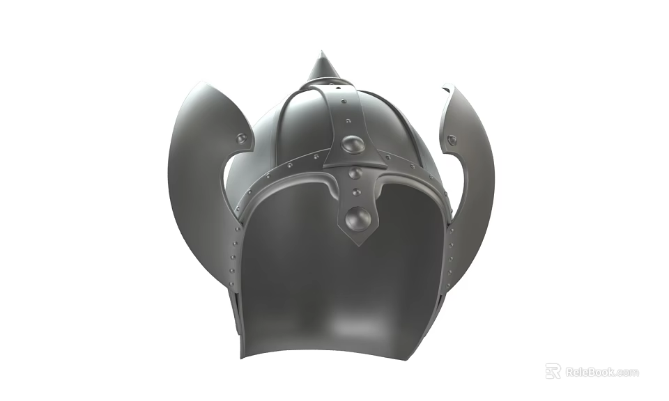 Medieval Metal Helmet With Spiked Top Ear Guards And Rivet Details 3d model 