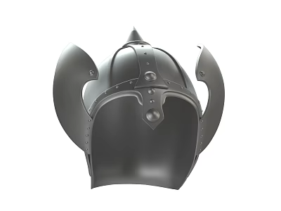 Medieval Metal Helmet With Spiked Top Ear Guards And Rivet Details 3d model