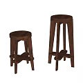 Dark Brown Wooden Bar Stools With Minimalist Design And Two Heights