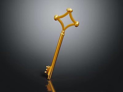 Shiny Golden Key With Metallic Finish As Elegant Household Accessory For Daily Use 3d model