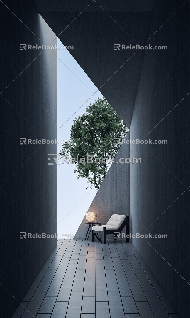 Creative Poster E-commerce Poster Single Chair Poster Tree 3d model