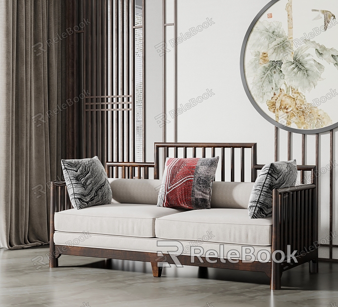 New Chinese-style double sofa model