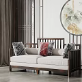 New Chinese-style double sofa 3d model