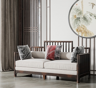 New Chinese-style double sofa 3d model