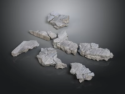 Natural Wood And Stone Materials With Rough Textures And Irregular Shapes 3d model