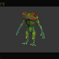 3D Rendered Frog Character With Green Body Red Eyes And Red Mouth