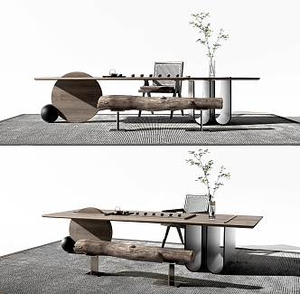 Modern Tea Table and Chair Tea Table and Chair Combination 3d model