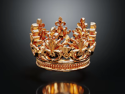 Exquisite Golden Crown Jewelry With Intricate Ornate Design And Shiny Details 3d model