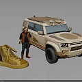 Beige SUV Model With Character Figure And Yellow Leopard Print Shoes