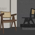 Modern Designer Dining Chairs With Wooden Frame And Woven Details For Interior