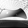 Abstract Geometric Grid Structure With Black Curved Surface And Dots Design 3d model